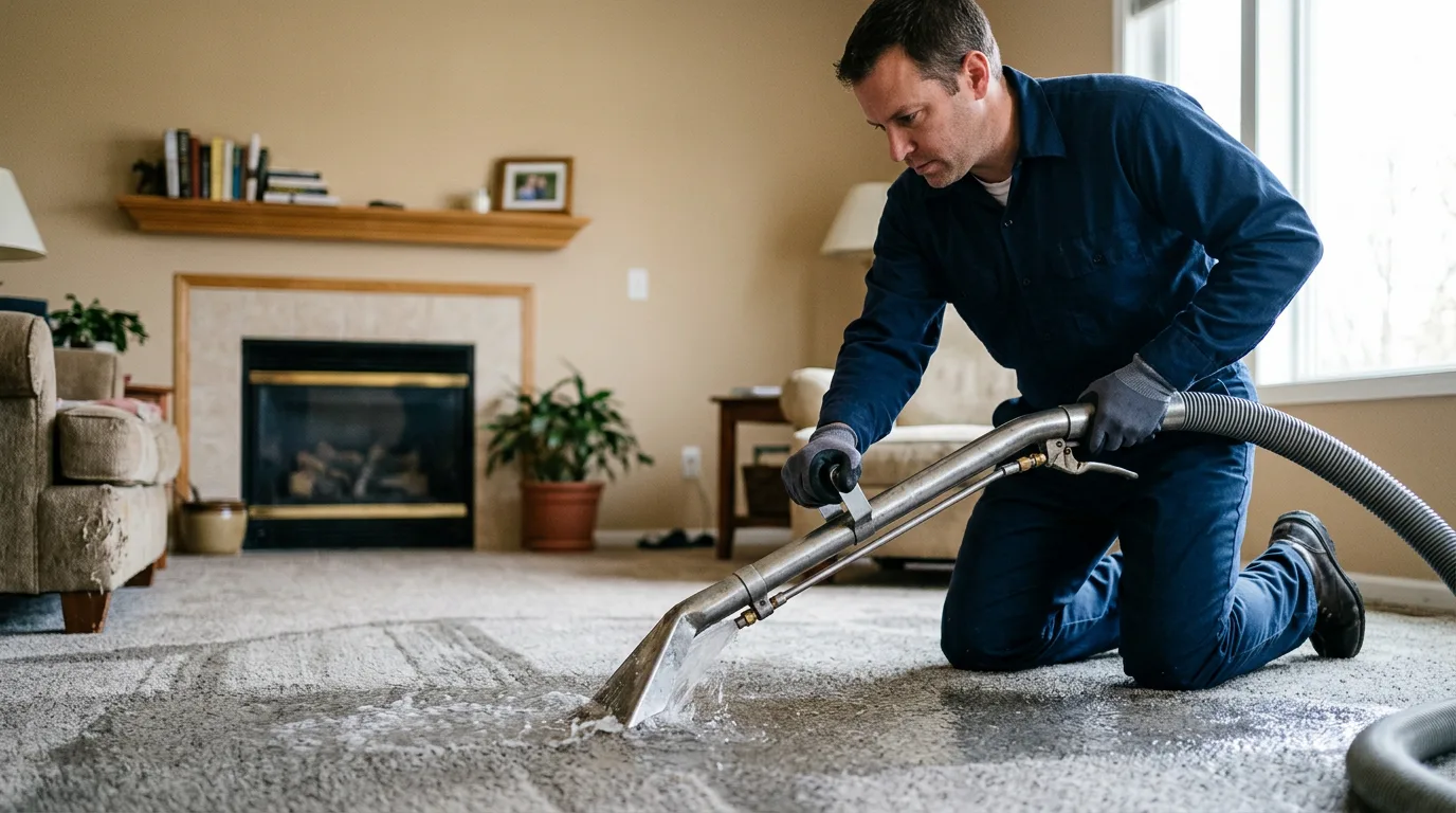 Water damage restoration technician working near Webster, WI